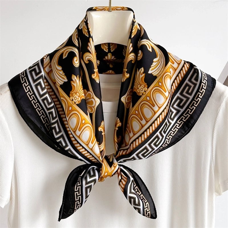 Unisex Casual Minimalist Stripe Flower Polyester Satin Printing Silk Scarf