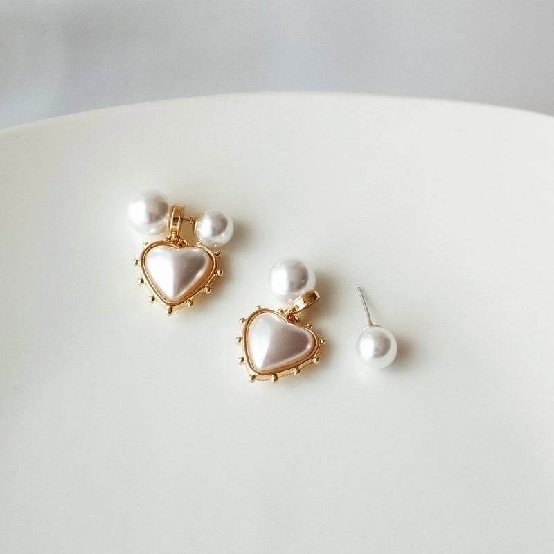 Minimalist Heart Shape Flower Resin Inlay Artificial Pearls Rhinestones Drop Earrings 1 Pair