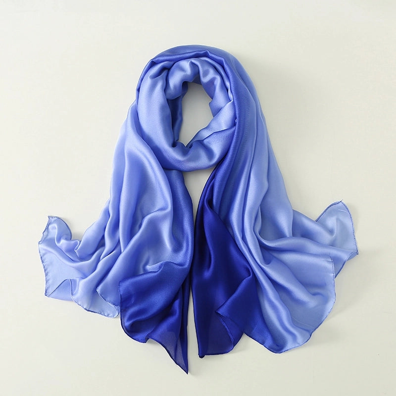 23 New Gradient Color Scarf Transitional Color New Silk Satin Scarf Scarf Elegant Long Women's Shawl Solid Color