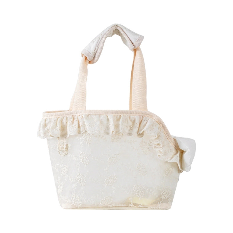 Summer Pet Outgoing Bag Portable Breathable Shoulder Bag Teddy Small Dog Backpack Lace Portable Space Cat Bag