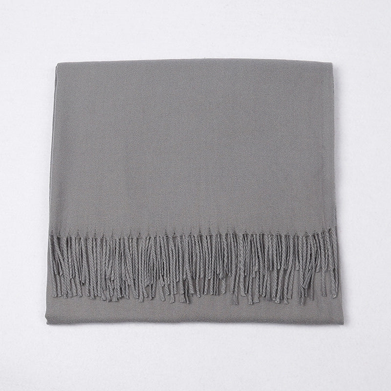 Cashmere Solid Color Scarf Women's Autumn And Winter 220g Explosions Barbed Hair Padded Travel Warm Tassel Shawl