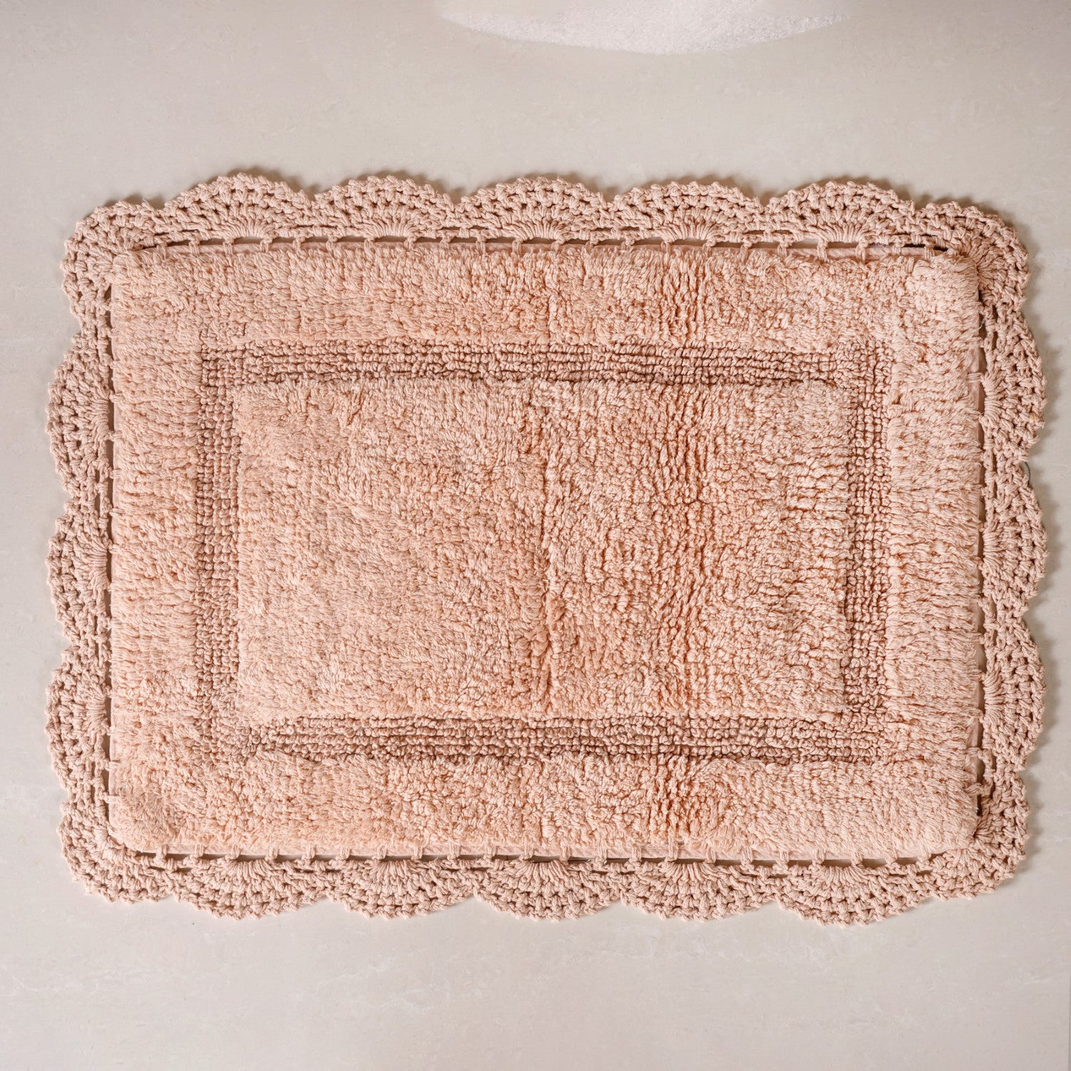 Set Of 3 Crochet Bordered Cotton Floor Mats 29x21 Inch