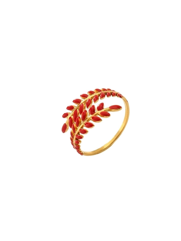 Retro Eye Flower Snake 304 Stainless Steel 18K Gold Plated Enamel Open Rings