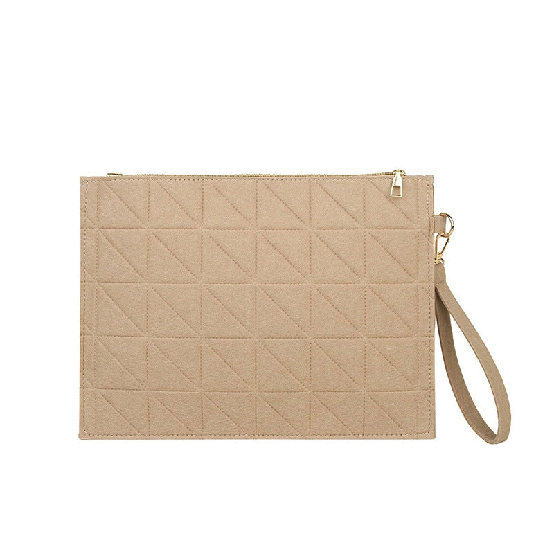 Women's Medium Felt Solid Color Basic Classic Style Square Zipper Envelope Bag
