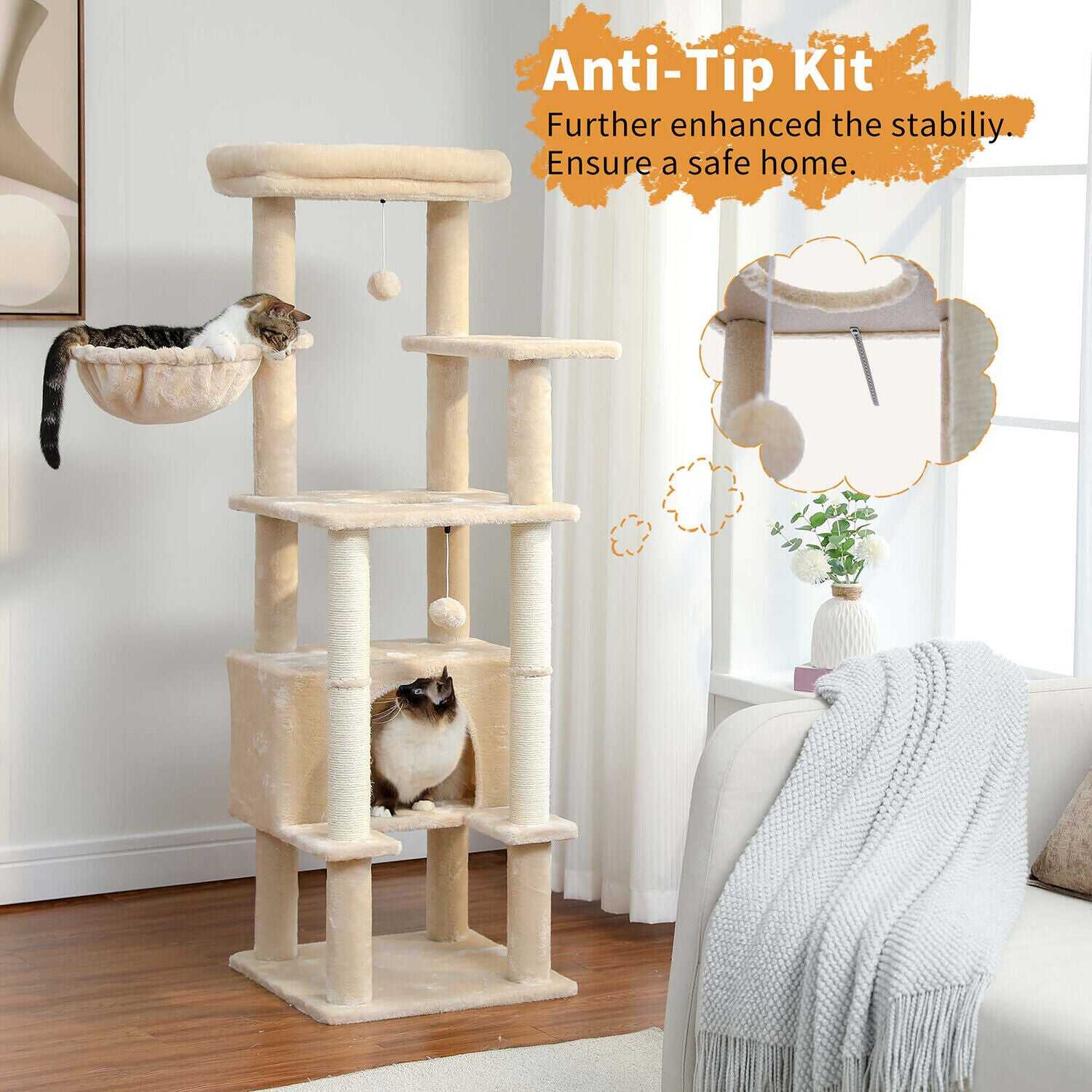 140cm Multi Level Cat Scratching Condo