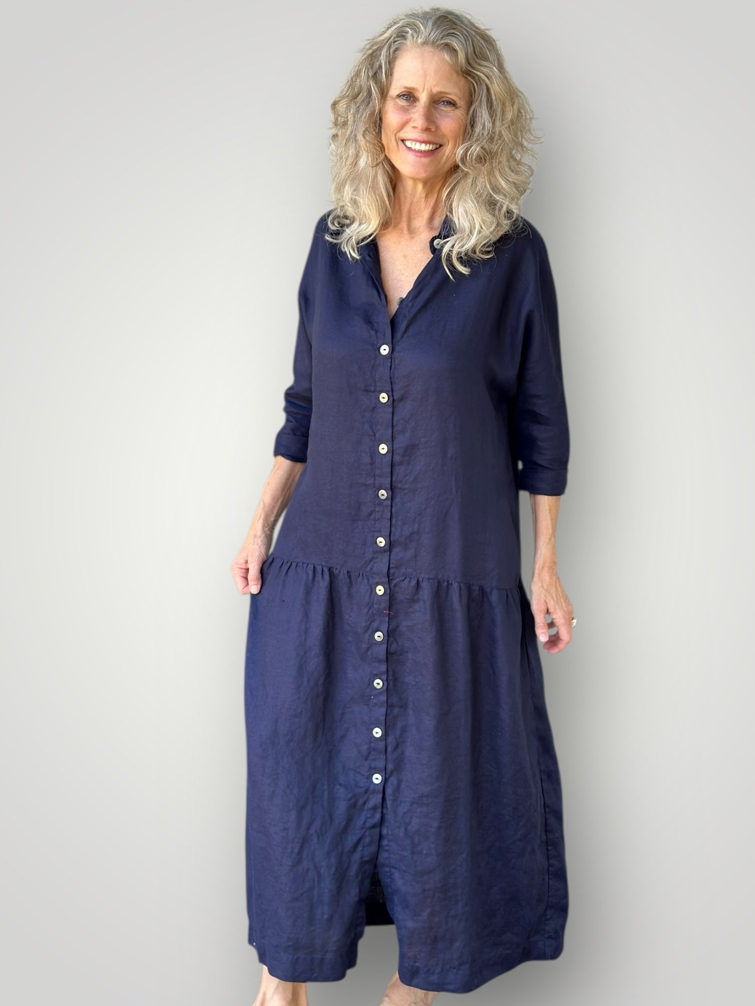 vivienne dress - indigo linen