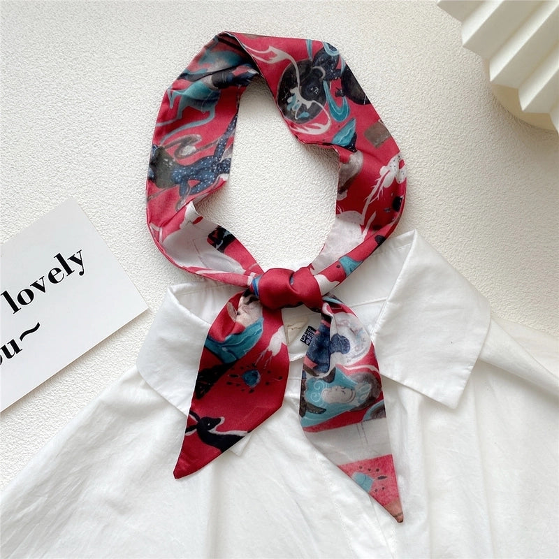 Women's Sweet Oil Painting Polyester Silk Scarves