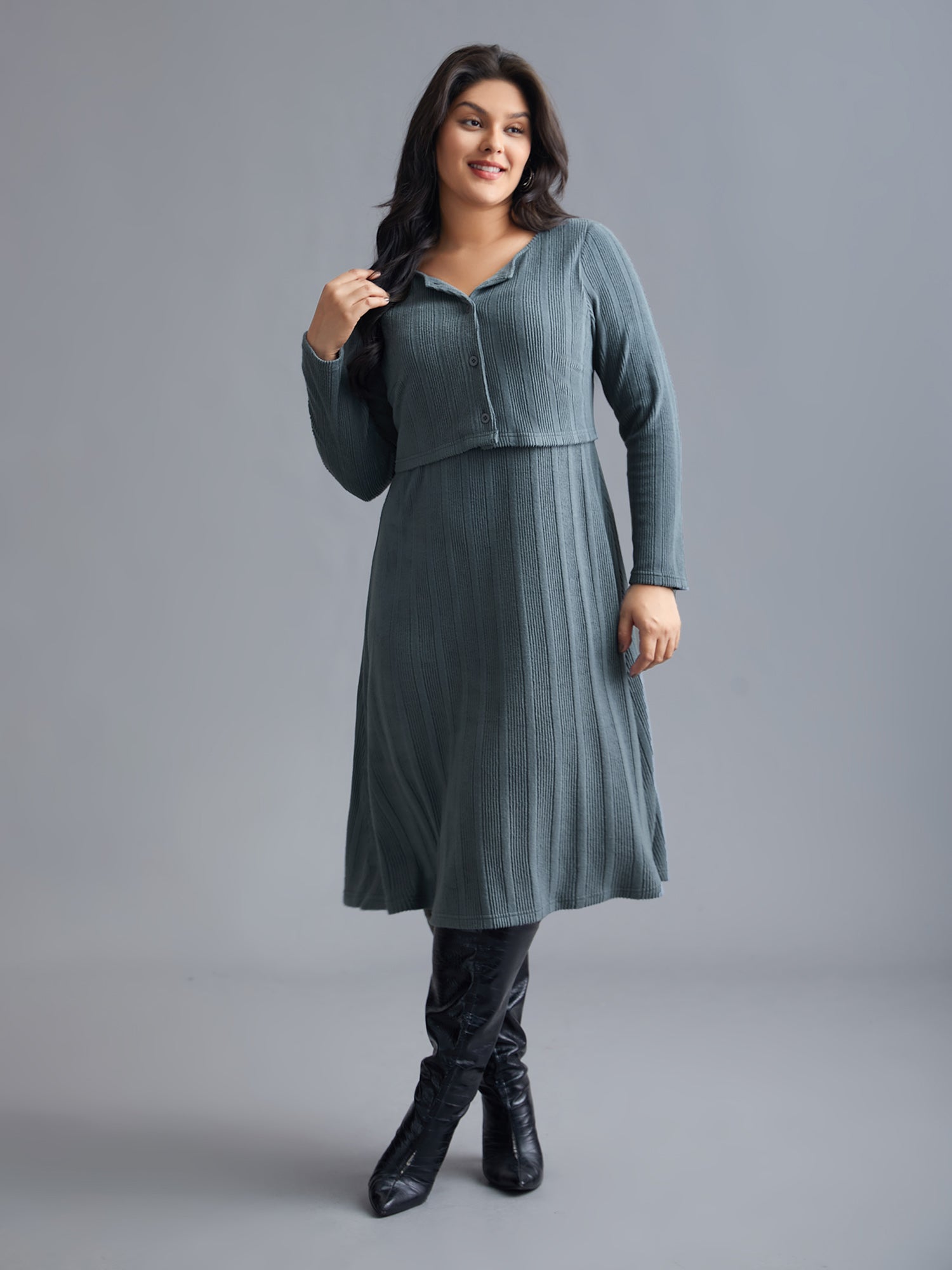 Plain 2-In-1 Knit Layered Dress