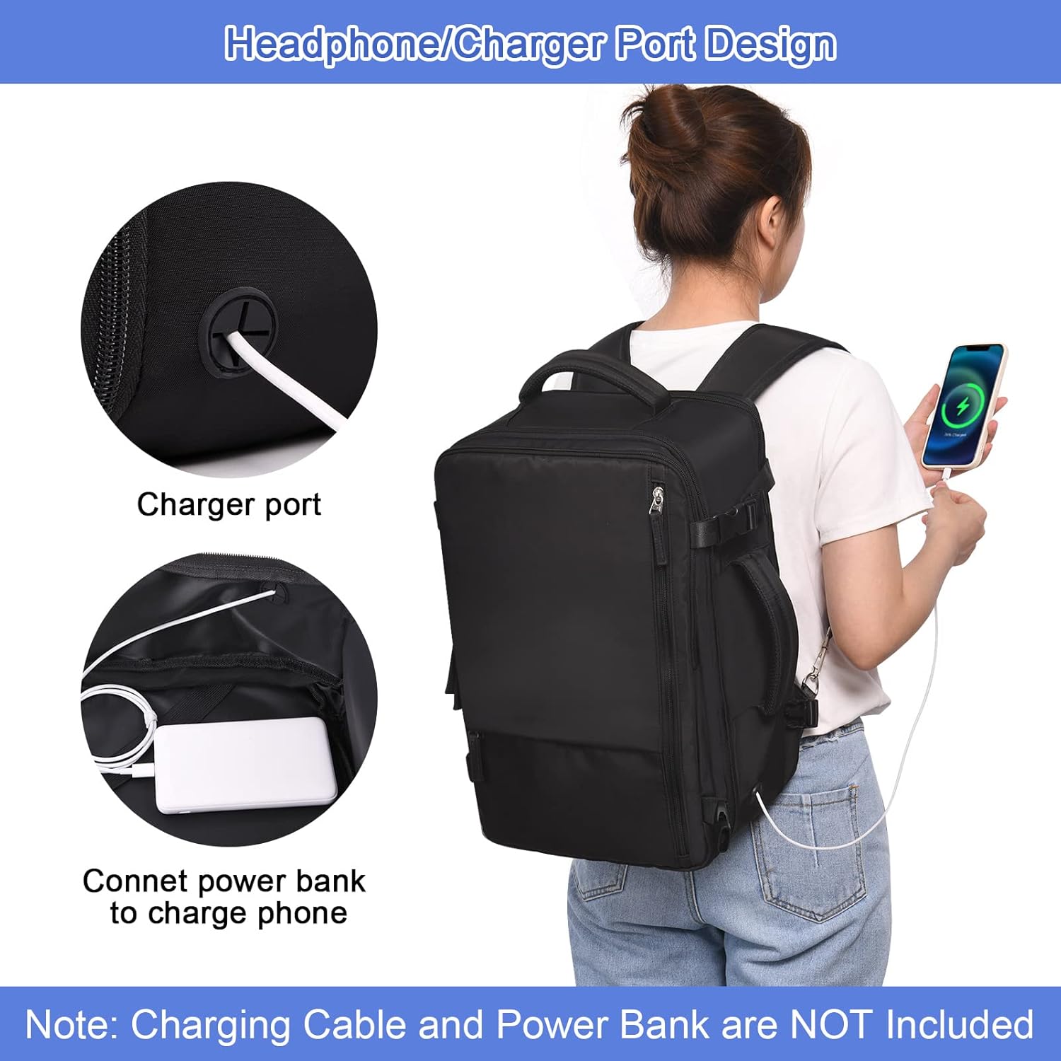 Large Travel Backpack for Women Men, Expandable 40L Carry On Backpack, 17 Inch Laptop Backpack College Bookbag, Waterproof Travel bag as Person Item Flight Approved
