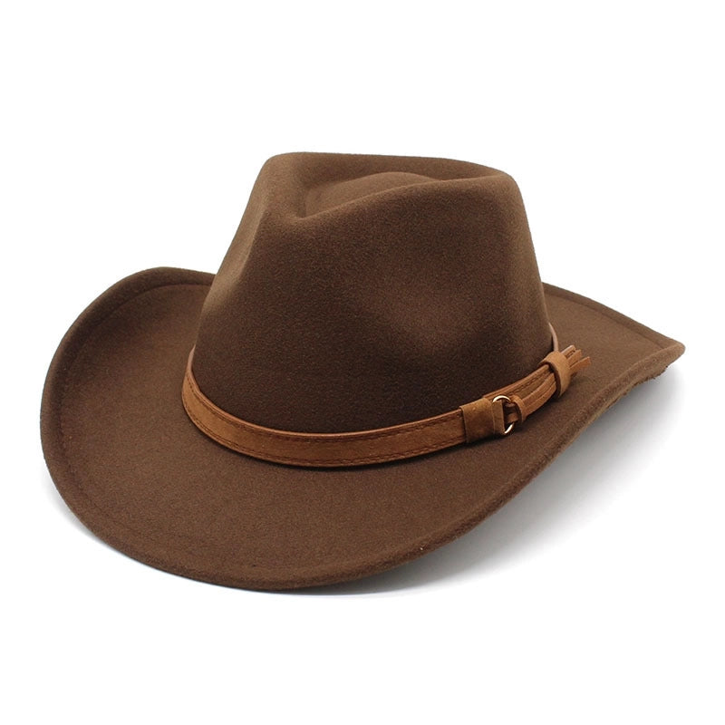 Women's New Denim Woolen Brimmed Jazz Top Hat Men's And Women's Chicken Heart Top Black Felt Hat Woolen Hat
