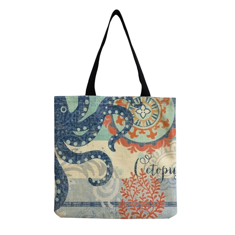 Women's Medium Linen Animal Beach Square Open Shopping Bags