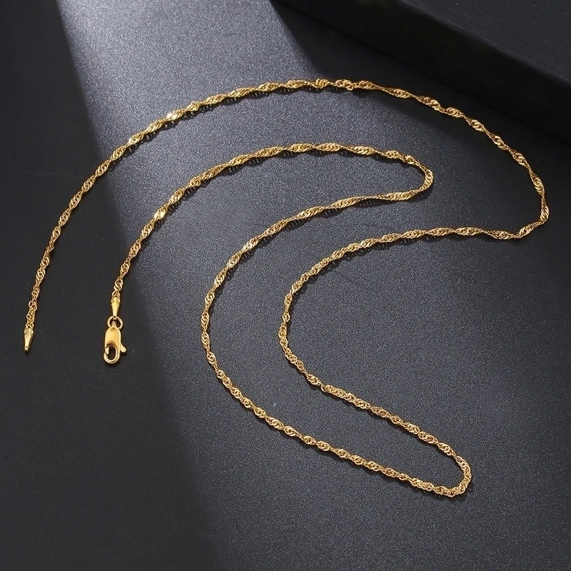 Vintage Style Solid Color Stainless Steel 14K Gold Plated Plating Pendant Necklace
