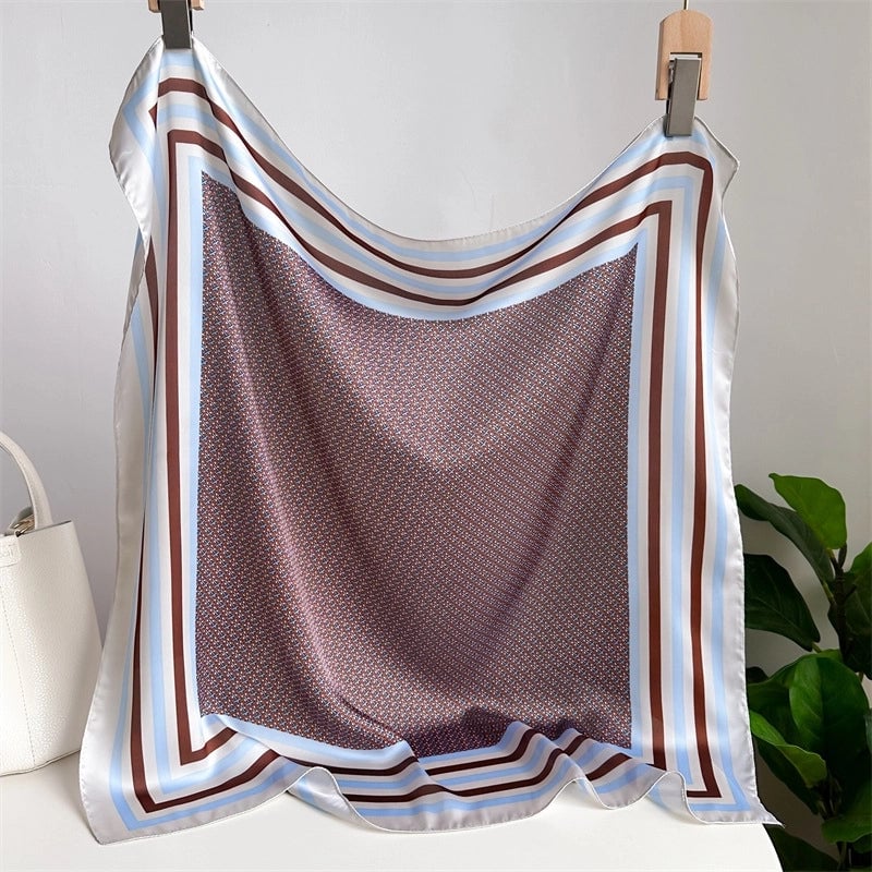 Unisex Casual Minimalist Stripe Flower Polyester Satin Printing Silk Scarf