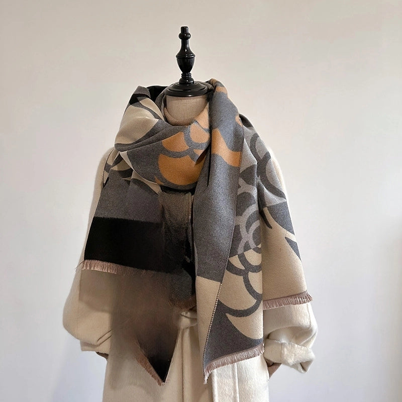 Women's Shawl New Outdoor High-end Internet Celebrity Dual-use Warm Scarf All-matching Scarf Women's Winter Cape Cloak