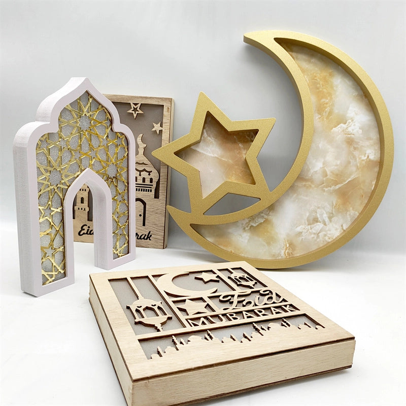 Minimalist Star Moon Wood 1 Piece Ornaments
