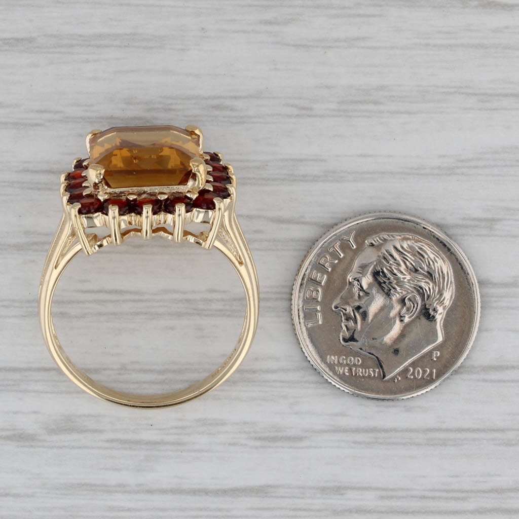 7.25ctw Citrine Garnet Halo Ring 10k Yellow Gold Size 8 Cocktail