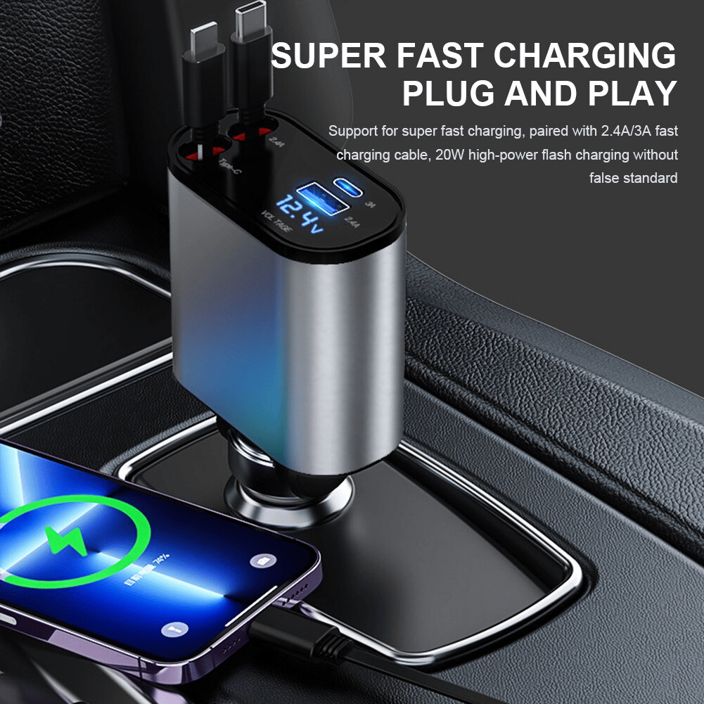 Fast Charge Retractable Car Charger(Fits all vehicles and all phones✨)