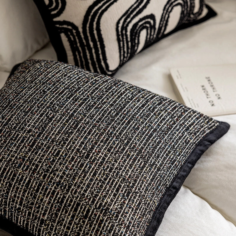 Black Sofa Pillowcase  Modern Simple Living Room Decorative Pillow Bedside Cushion Bed Backrest