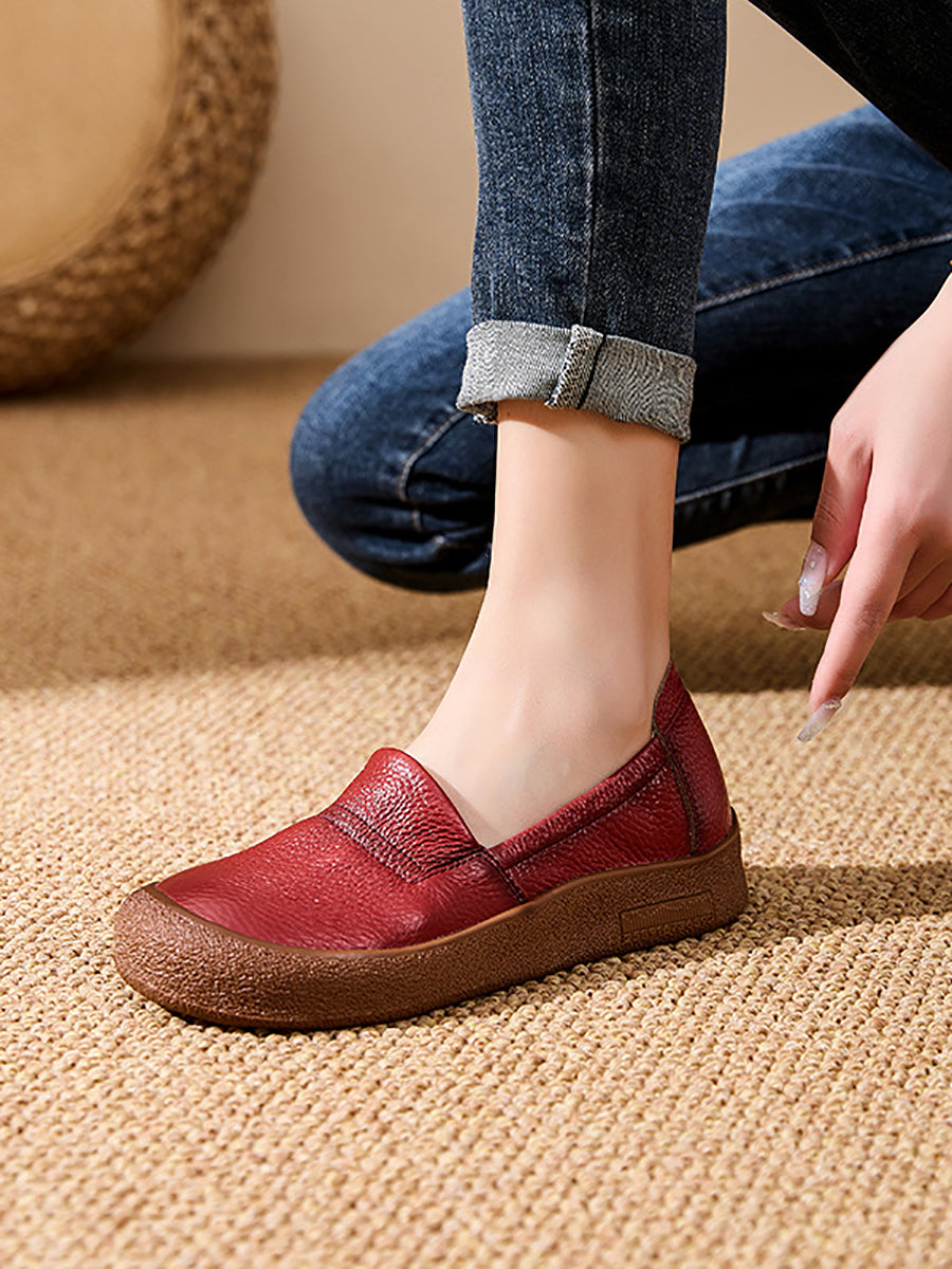Women Summer Casual Genuine Leather Flat Shoes
