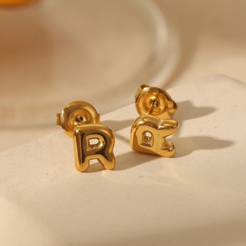 1 Pair Basic Minimalist Letter Solid Color 304 Stainless Steel 14K Gold Plated Ear Studs