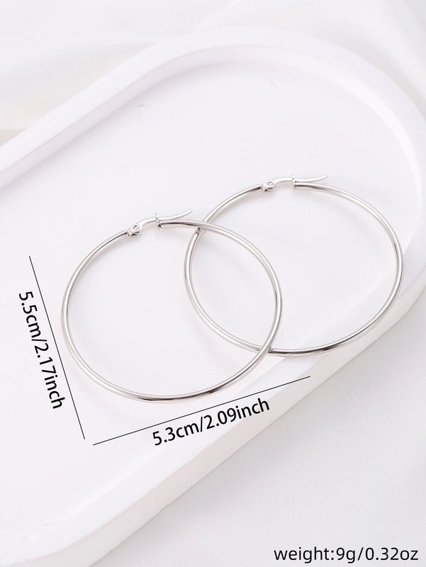 Vintage Style Modern Style Minimalist Round Titanium Steel 18K Gold Plated Hoop Earrings