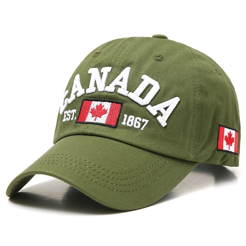 Unisex Casual Letter Maple Leaf Embroidery Curved Eaves Baseball Cap