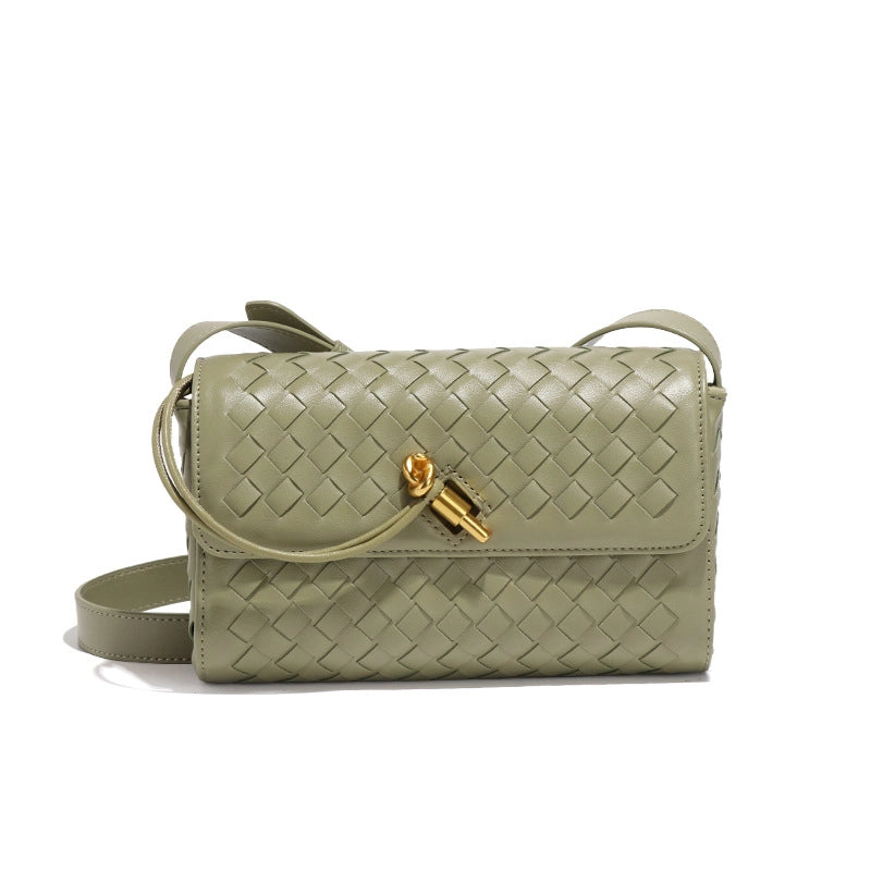 Women's Small Pu Leather Solid Color Streetwear Square Lock Clasp Shoulder Bag