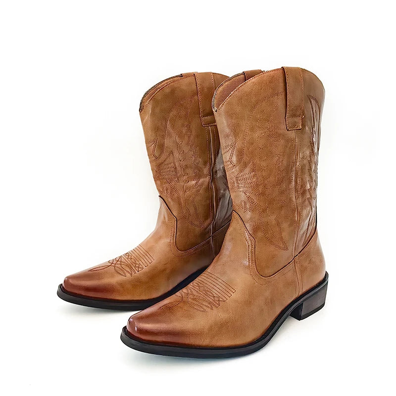 Handmade Men's Western Cowboy Boots | Pointed-Toe Embroidered Riding Boots