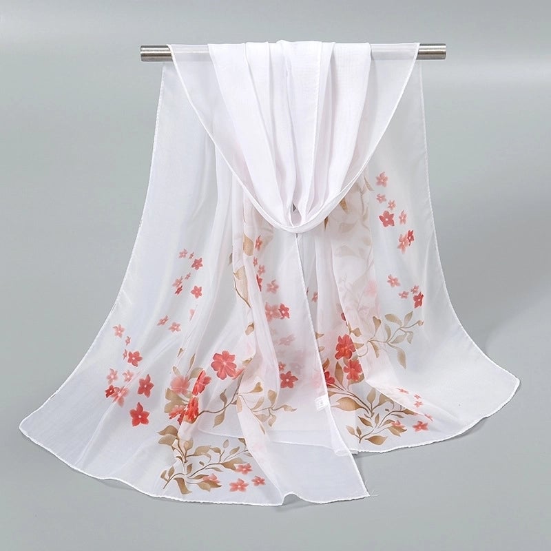 Women's Sweet Flower Chiffon Printing Silk Scarf