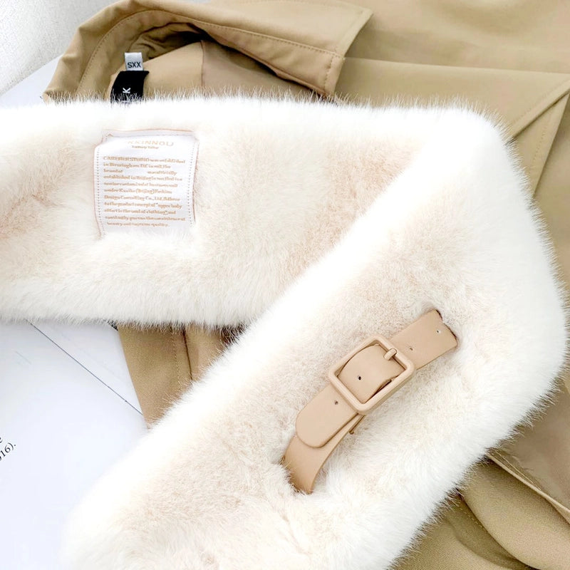 Women's Plush Collar Scarf With Belt Buckle Autumn And Winter Warm Fashionable All-match Cross Scarf