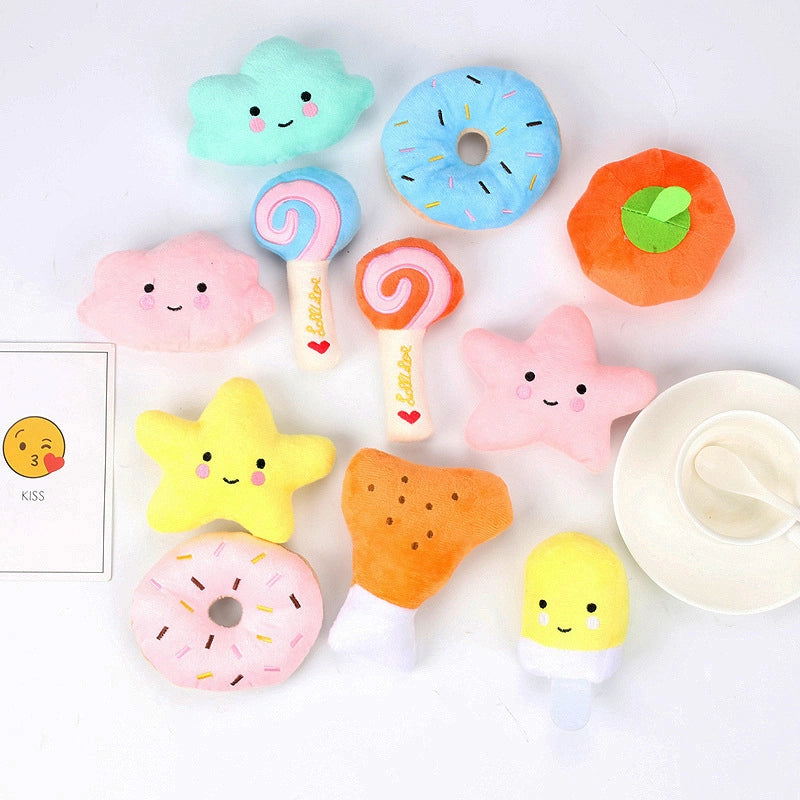 Simple Multi-color Fruit Cartoon Animal Shape Bite Resistant Vocal Pet Toy