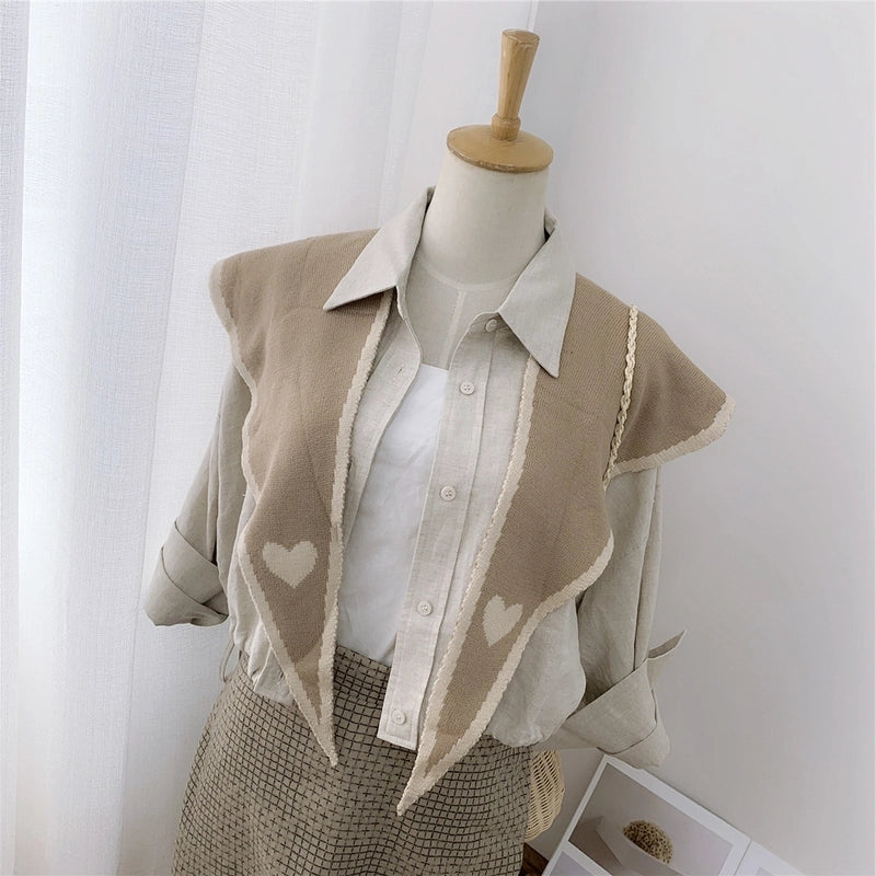 Women's Sweet Minimalist Polka Dots Heart Shape Flower Yarn Polyester Scarf Shawl
