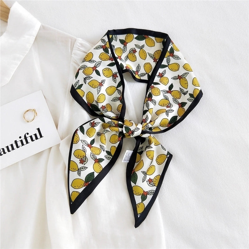 Fruit Printing Ribbon Silk Scarf