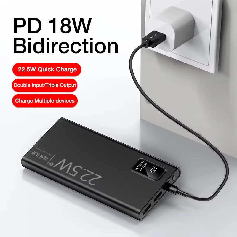 20000mAh Portable Power Bank 22.5W USB C Fast Charging External Spare Battery 10000mAh Powerbank for IPhone 16 15 Samsung Xiaomi