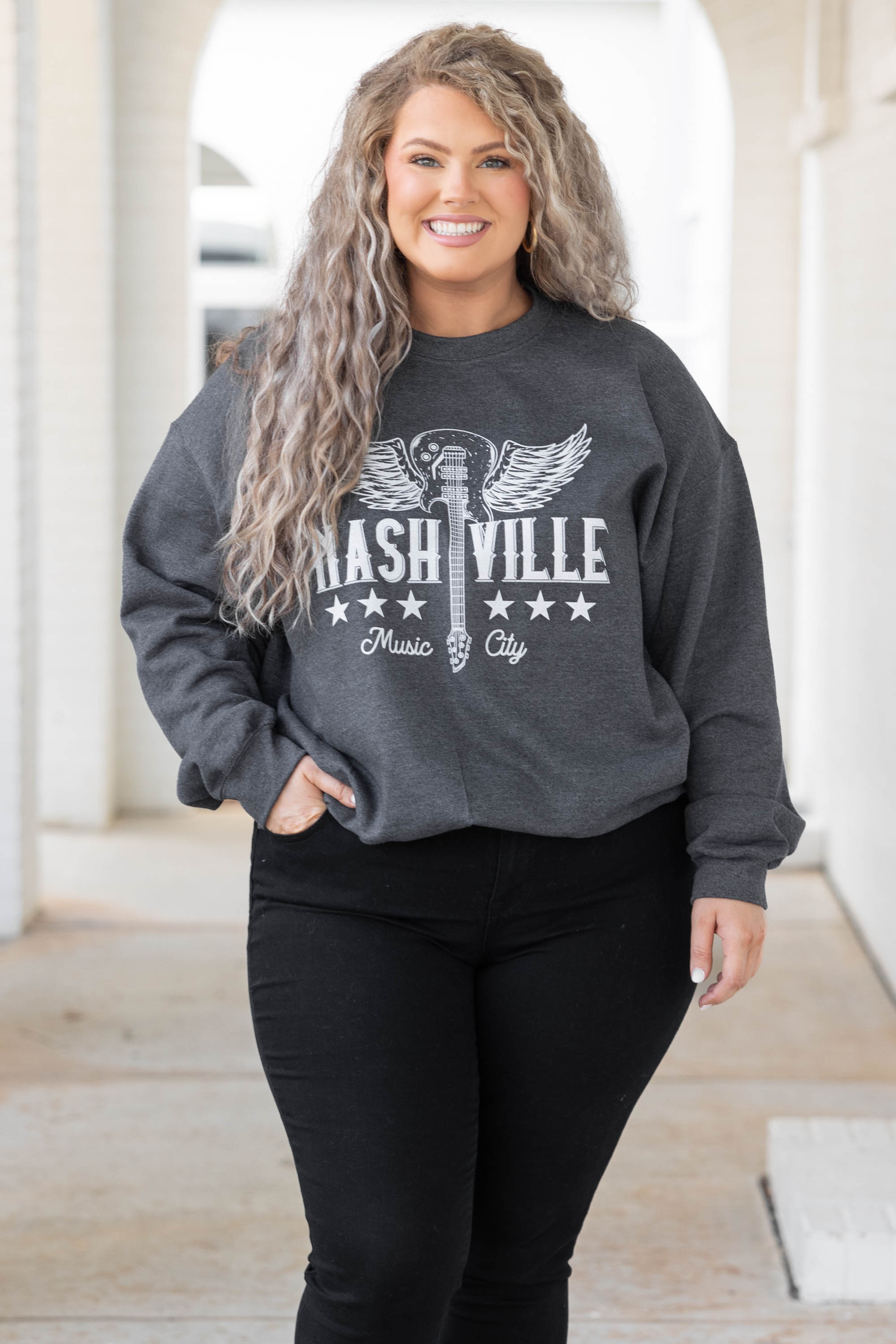 Welcome To Music City Sweatshirt. Dark Heather