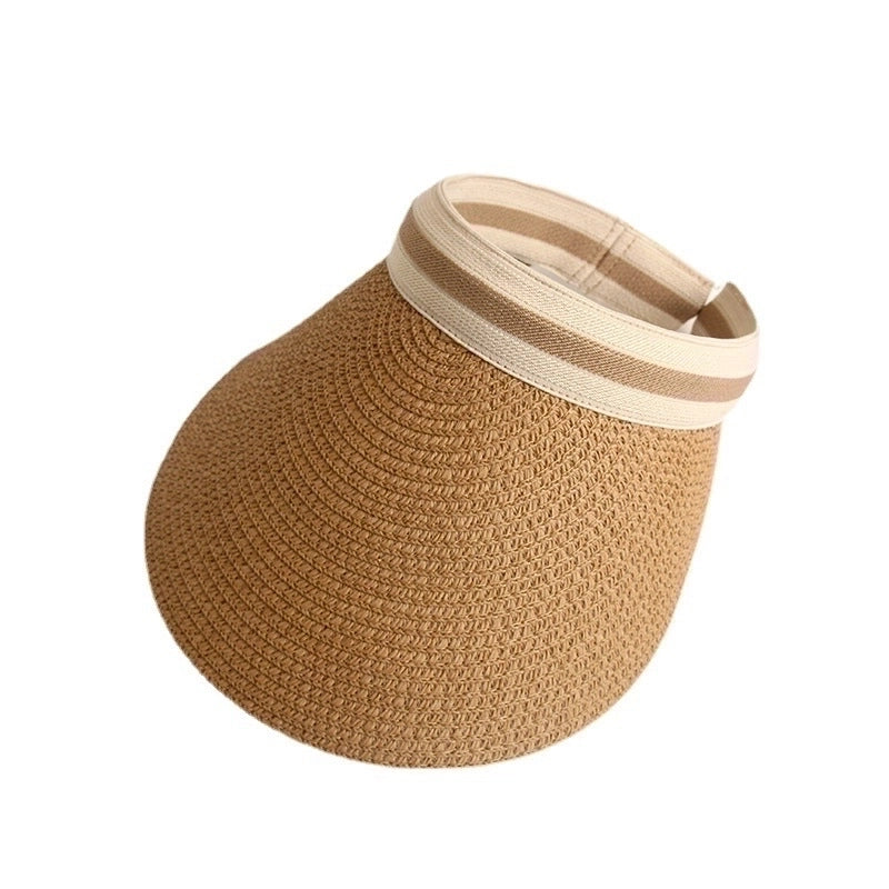 Women's Elegant Classic Style Color Block Wide Eaves Sun Hat