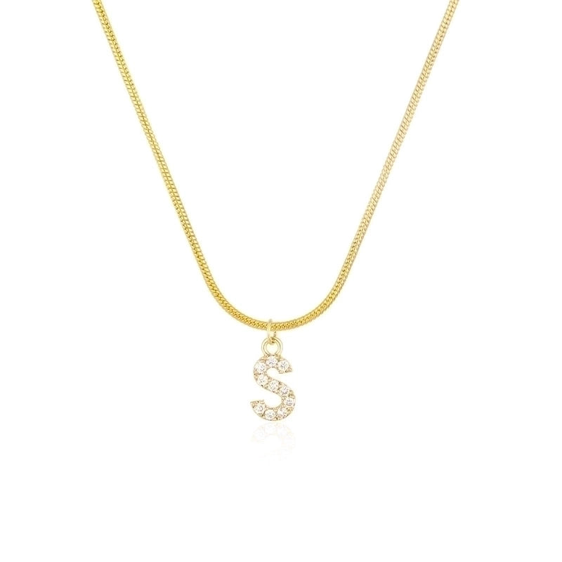 304 Stainless Steel Copper Classic Style Inlay Letter Zircon Pendant Necklace