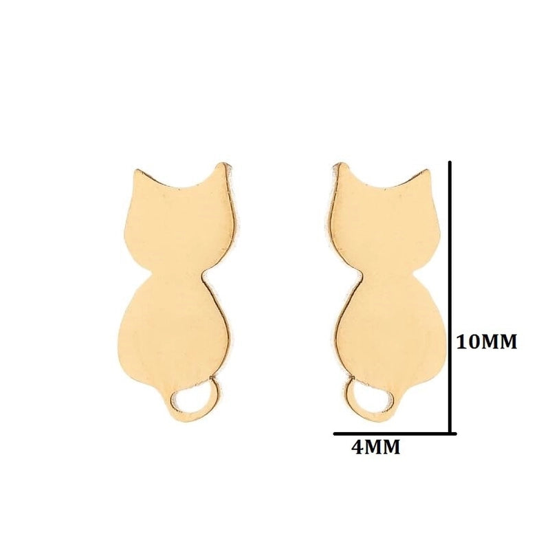 1 Pair Cute Cat Plating 304 Stainless Steel 18K Gold Plated Ear Studs