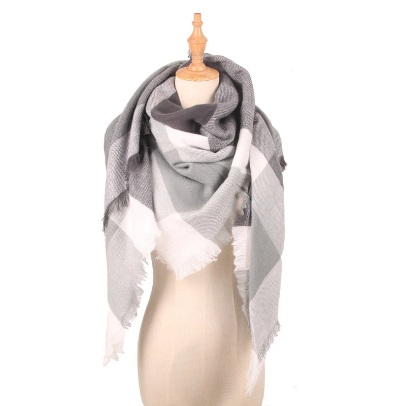 Autumn And Winter Plaid Square Extensive Warm Cashmere Scarf Women's Scarf