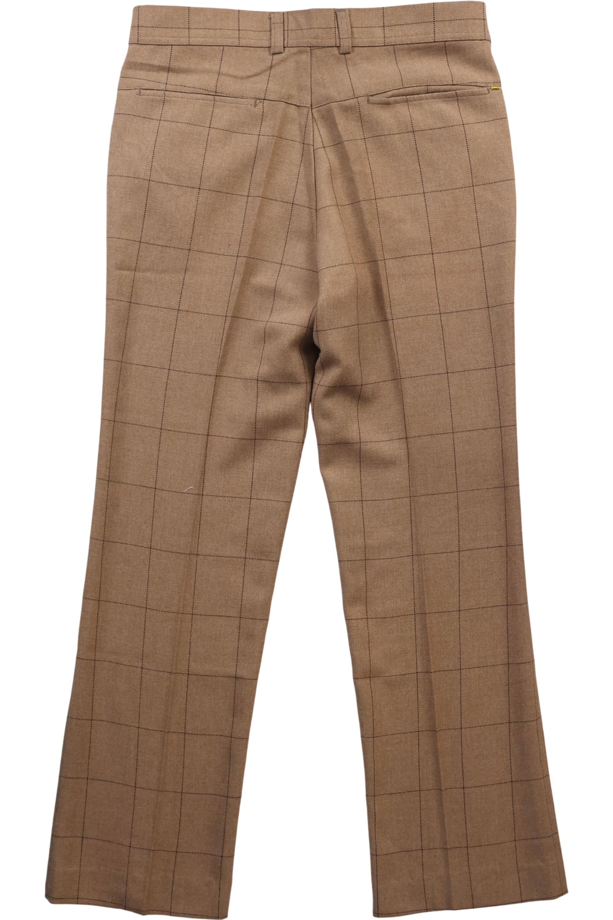 70s Brown Checked Straight Leg Trousers