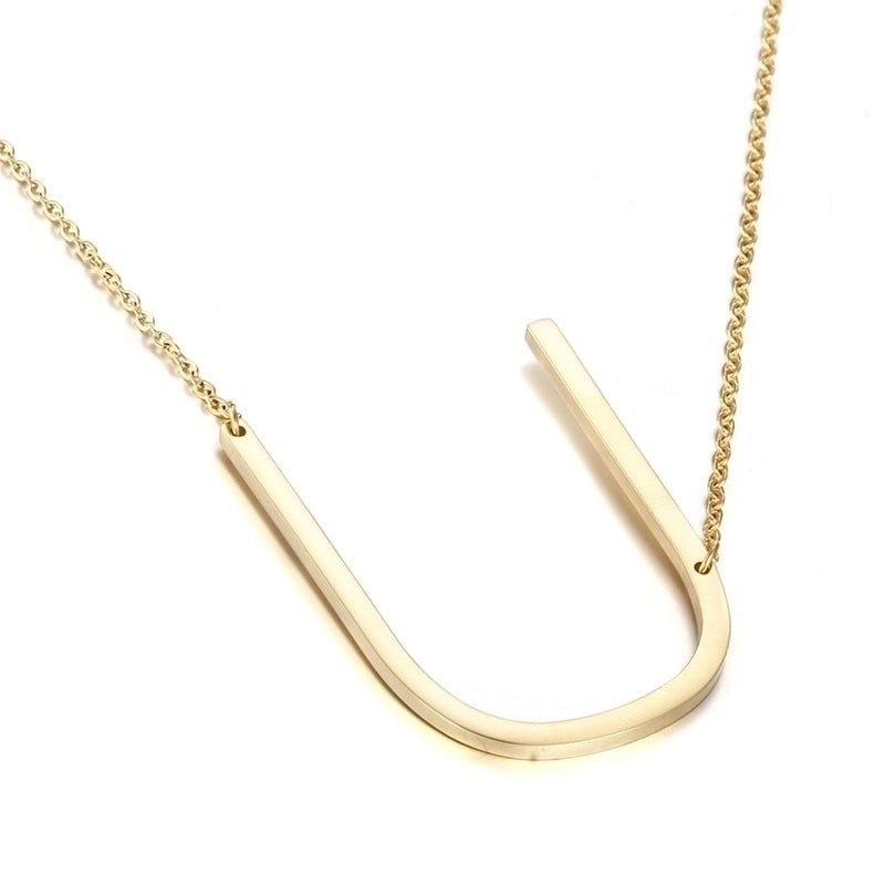 Titanium Steel 18K Gold Plated Minimalist Plating Letter Necklace