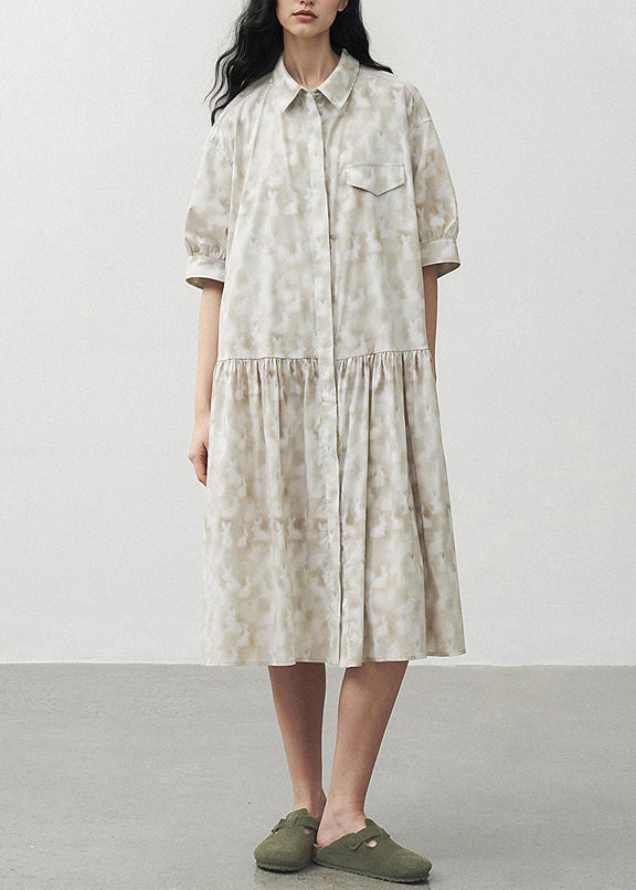 Original Peter Pan Collar Tie Dye Print Shirt Dress Summer