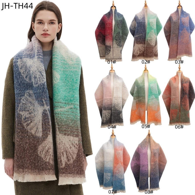 Unisex Casual Minimalist Ginkgo Leaf Polyester Scarf