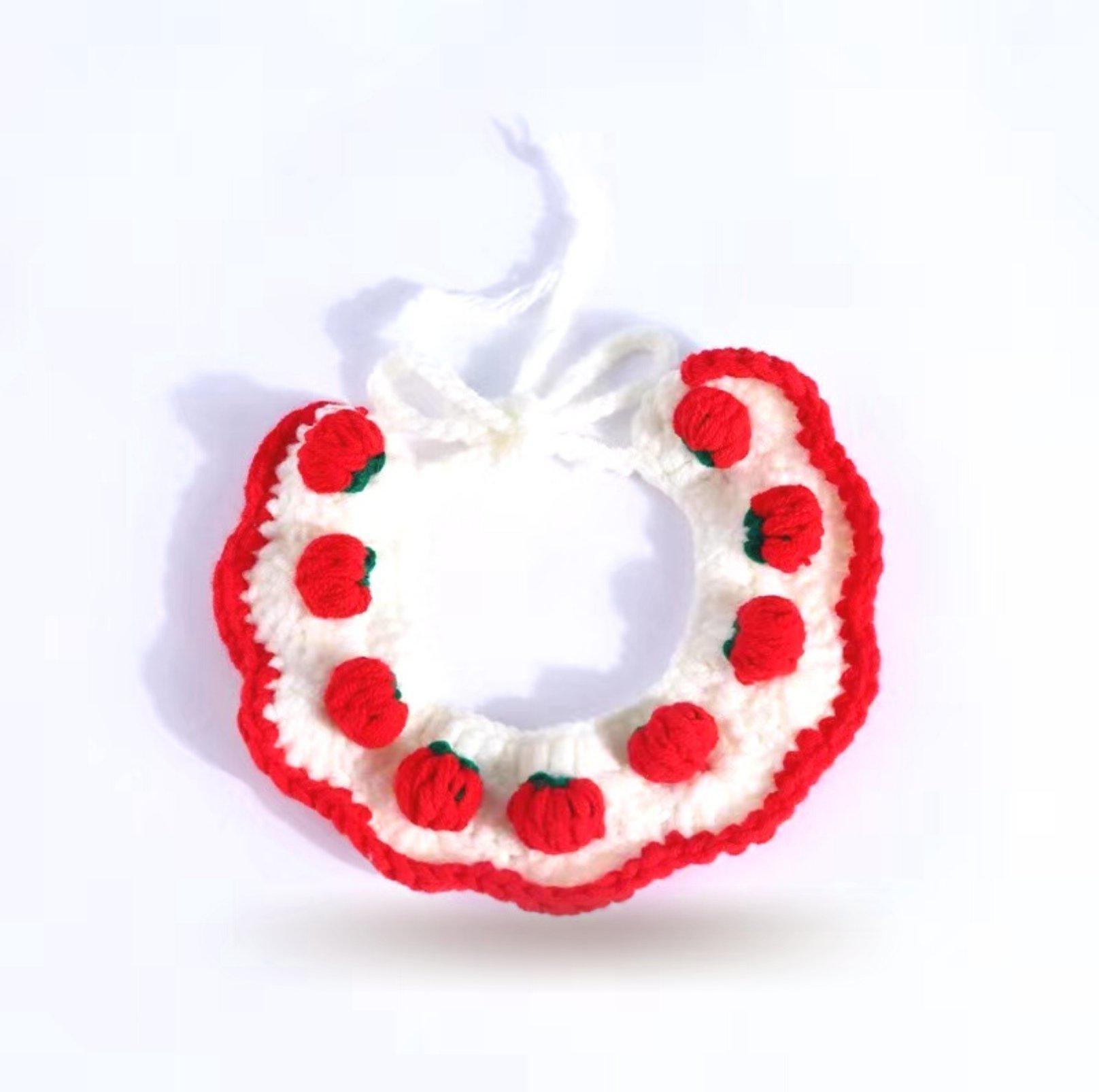 Knitted Cute Strawberry Pet Collar