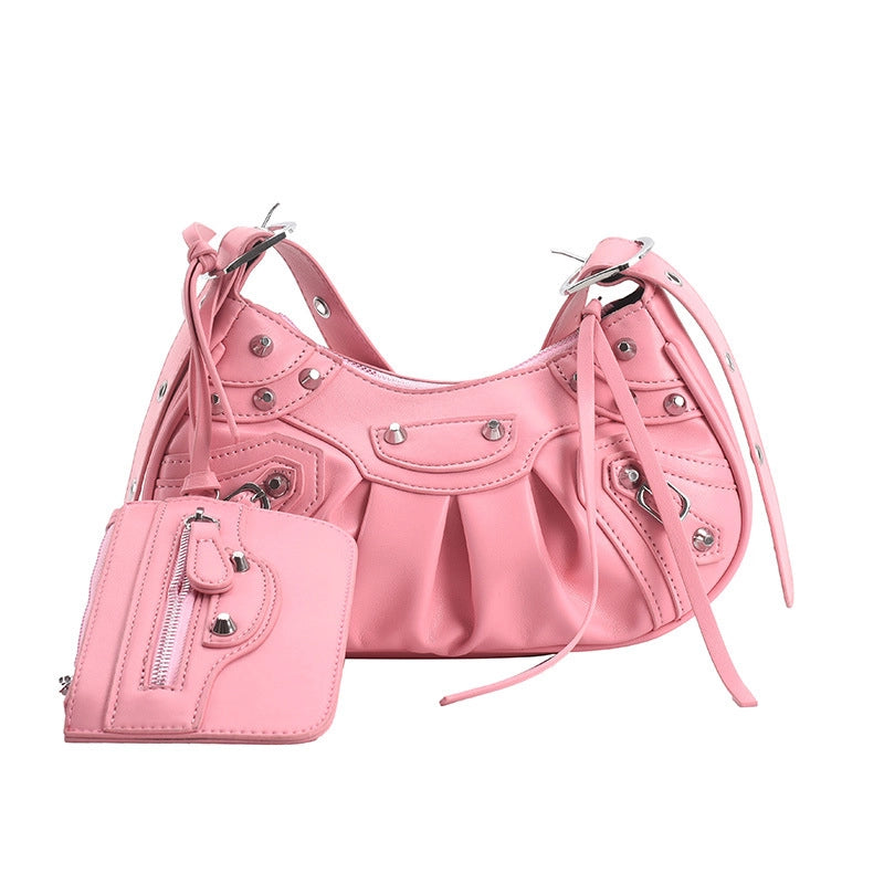 Women's Medium All Seasons Pu Leather Solid Color Fashion Dumpling Shape Zipper Cloud Shape Bag