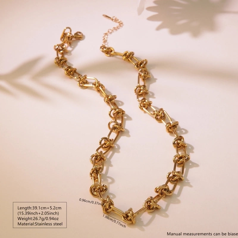 Minimalist Classic Style Cool Style Solid Color 304 Stainless Steel 18K Gold Plated Necklace