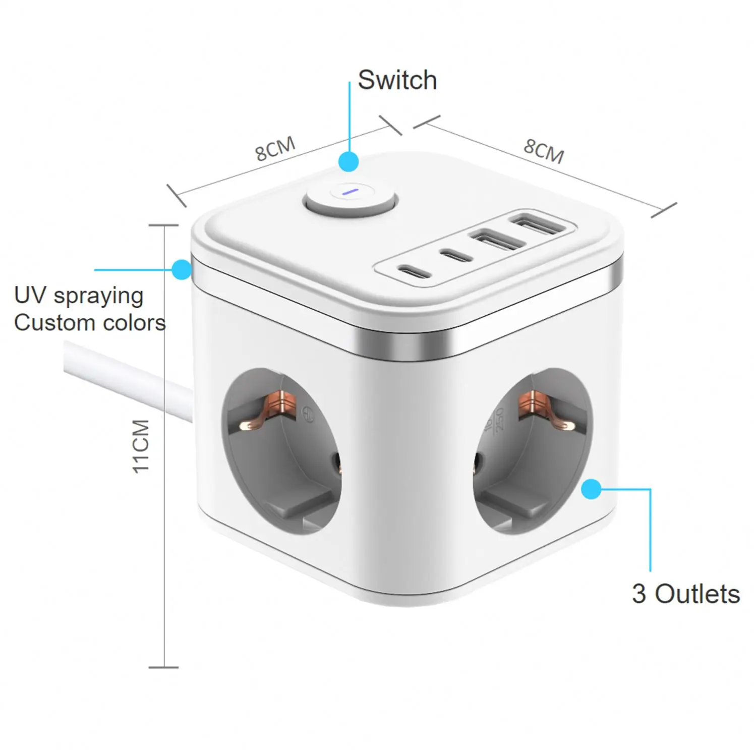 New Arrive Extension Multi Socket With Usb Port Smart Power Strip