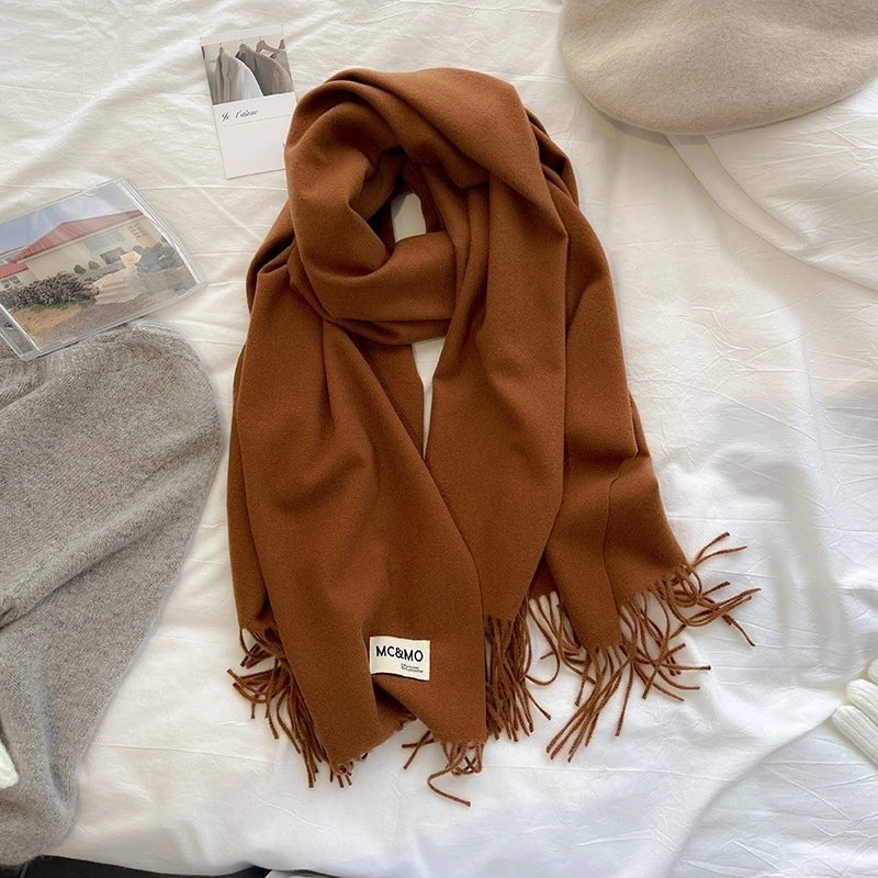 New Solid Color Cashmere Scarf Women's Fashion Wear Autumn And Winter Warm Shawl Women's Scarf
