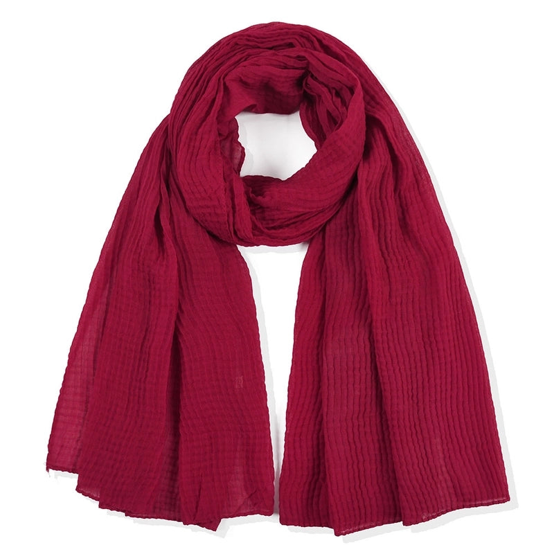 Corn Wrinkled Rectangular Scarf Plain Women's Toe Hijab Cotton Linen Simple Wrinkled Shawl Hijab