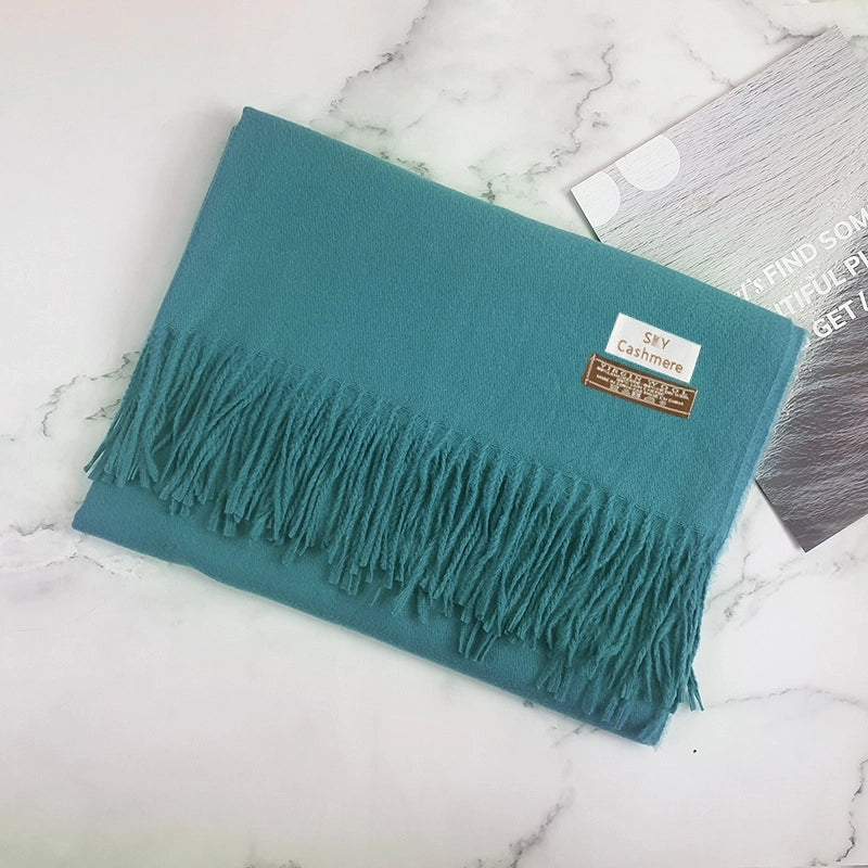 Big Red Scarf Thickened Cashmere Scarf Solid Color Women's Winter Explosions Cashmere Scarf Women's Wool Shawl